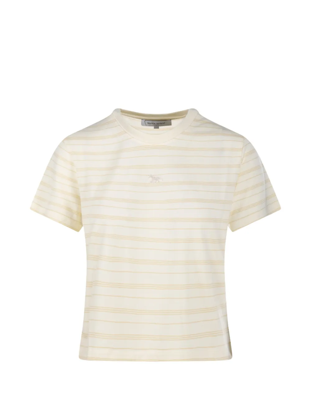 Maison Kitsuné striped logo-embroidered T-shirt - Toni neutri