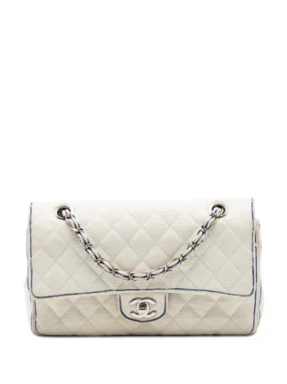 CHANEL Pre-Owned 2014 Medium Classic Printed Grosgrain Double Flap