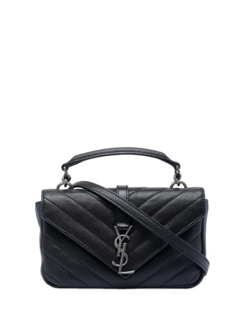 Saint Laurent Pre-Owned 2017 Mini Chevron Sheepskin Monogram College satchel