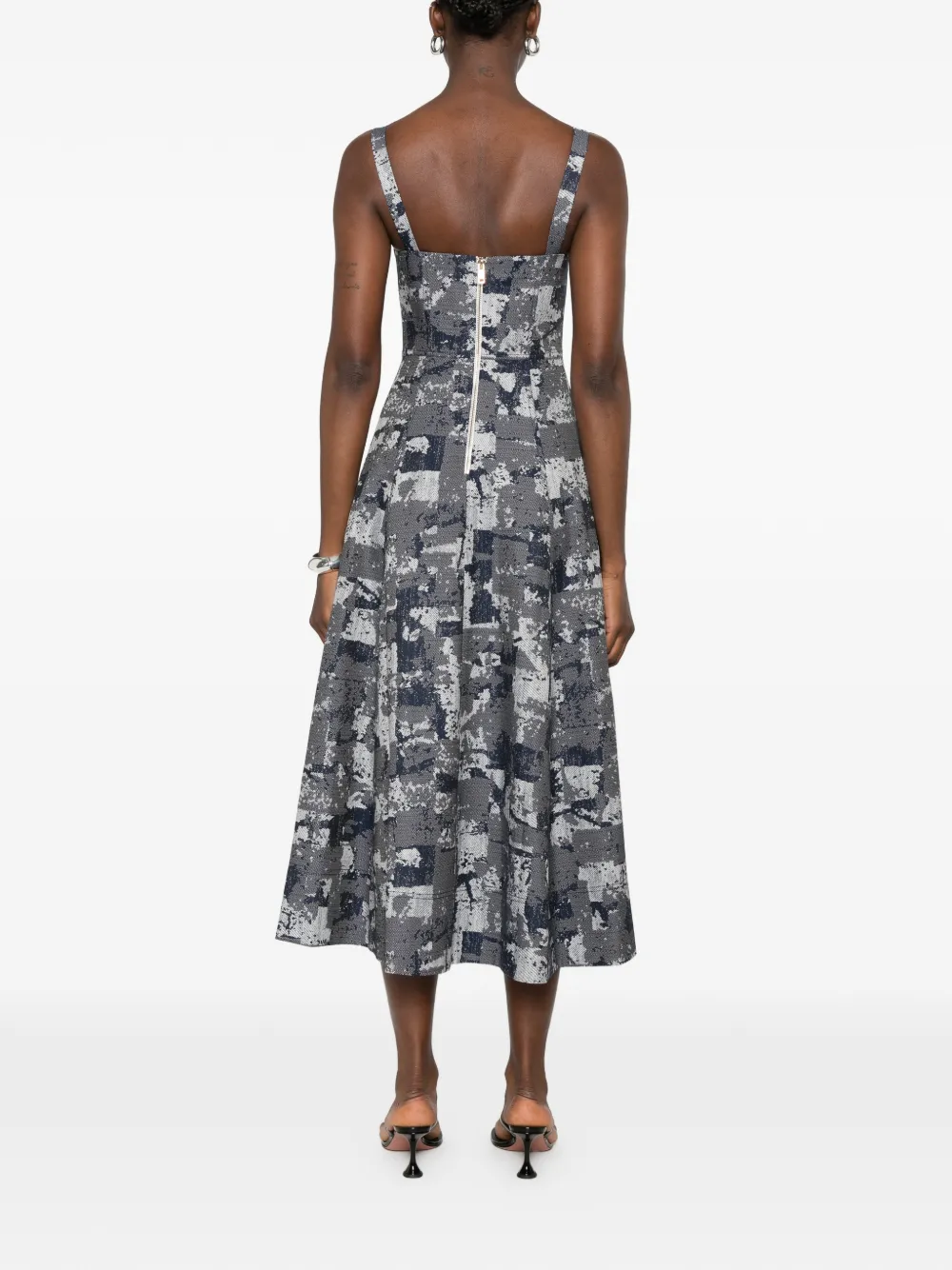 Leen Moughrabi Grace A-lijn midi-jurk met sweetheart hals Blauw