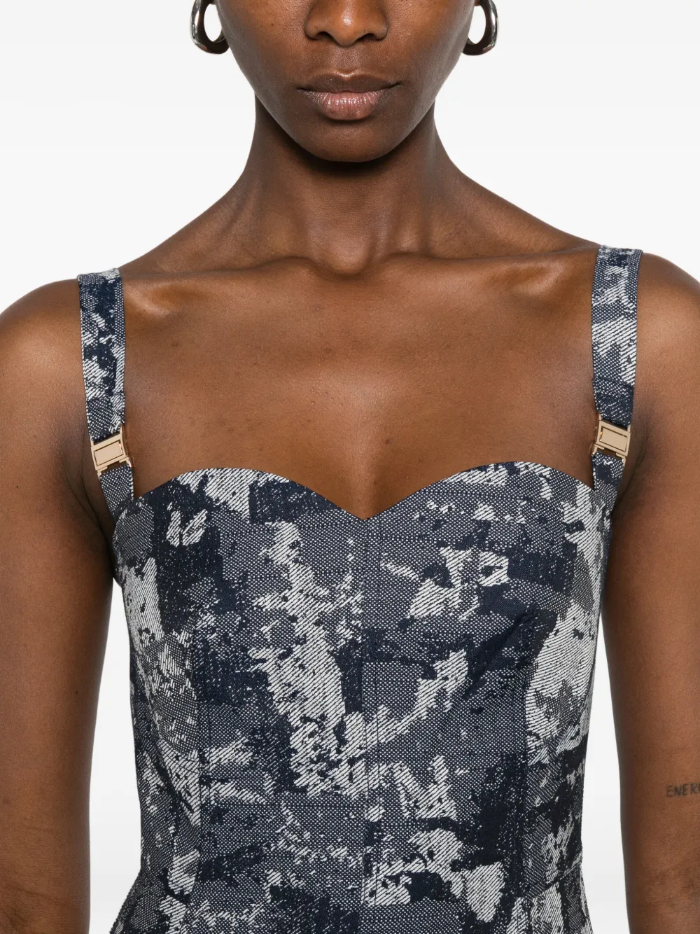 Leen Moughrabi Grace A-lijn midi-jurk met sweetheart hals Blauw