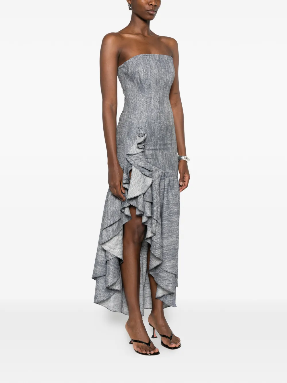 Leen Moughrabi Sophia asymmetrische jurk met ruches Blauw