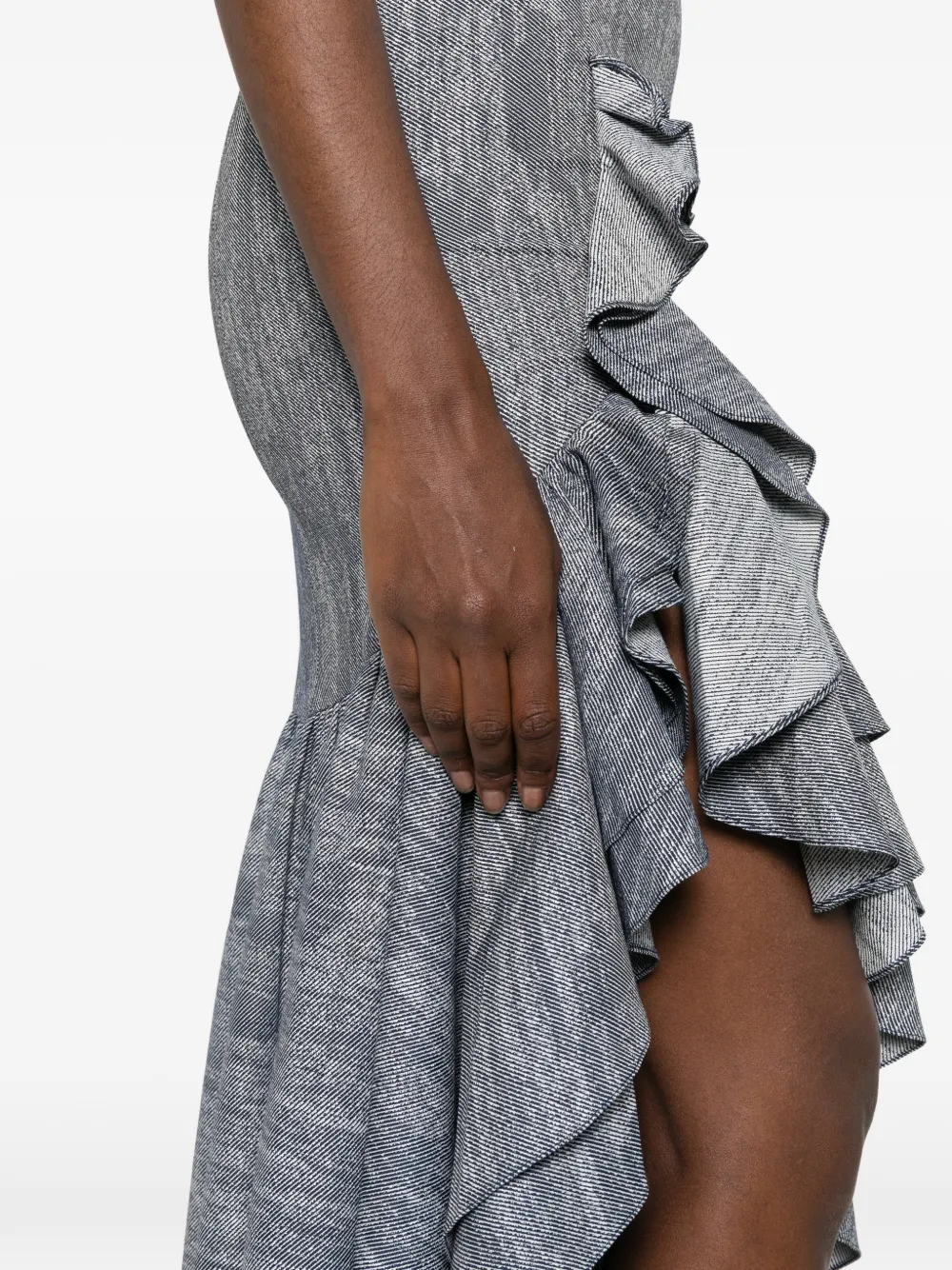 Leen Moughrabi Sophia asymmetrische jurk met ruches Blauw