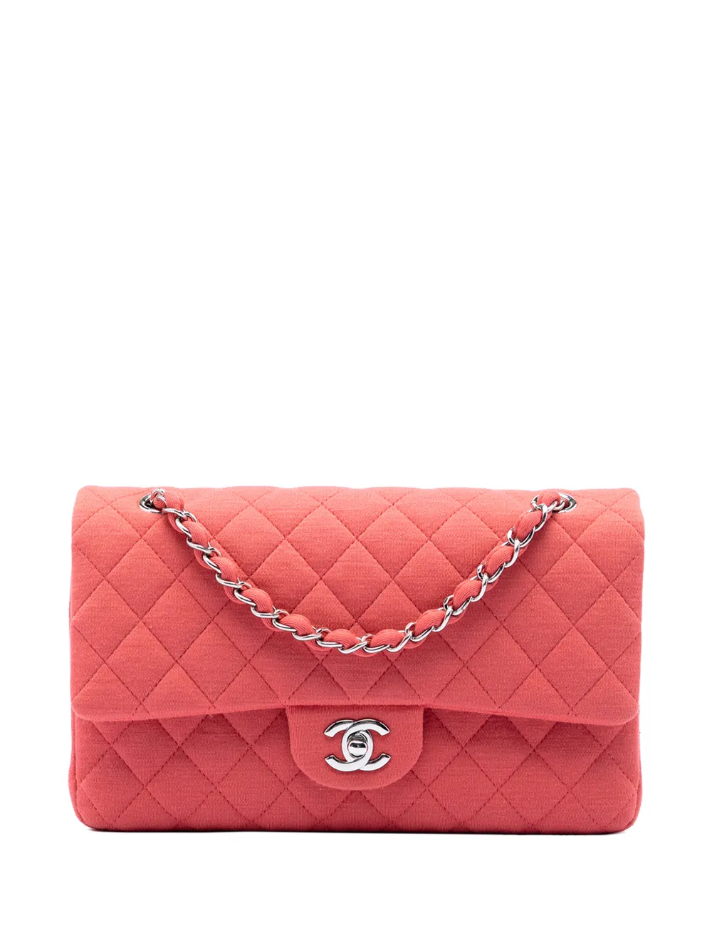 CHANEL Pre-Owned 2017-2018 Medium Classic Jersey Double Flap shoulder bag - Rosa