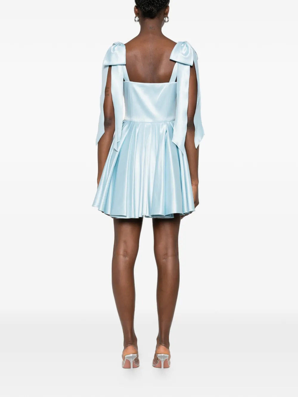 Leen Moughrabi Reve flared mini-jurk met strikdetail Blauw
