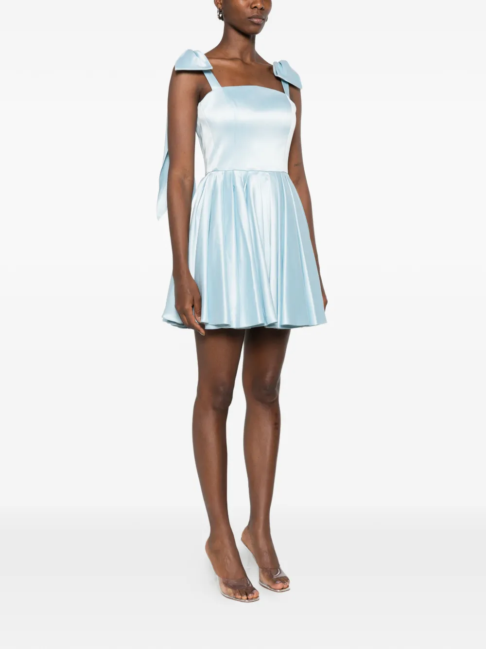Leen Moughrabi Reve flared mini-jurk met strikdetail Blauw