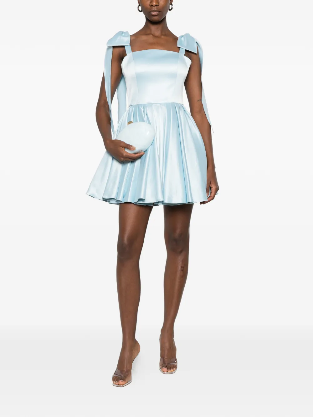 Leen Moughrabi Reve flared mini-jurk met strikdetail Blauw