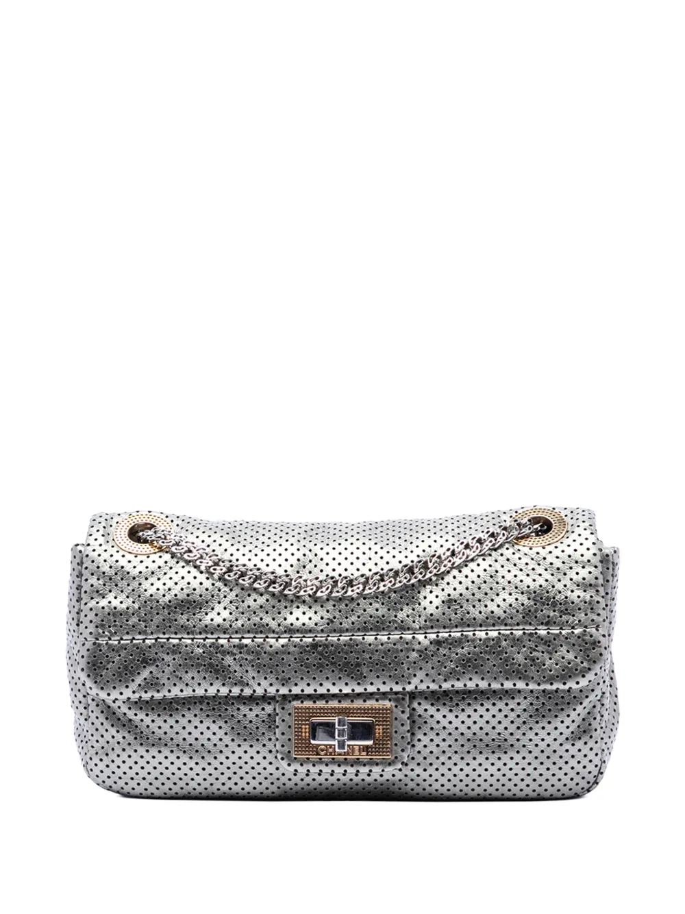 CHANEL Pre-Owned 2008-2009 Medium Reissue Perforated Calfskin Drill Flap shoulder bag - Argento