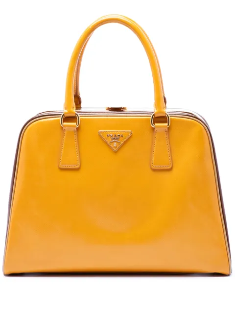 Prada Pre-Owned 2010-2026 Bicolor Saffiano Vernice Pyramid Frame handbag
