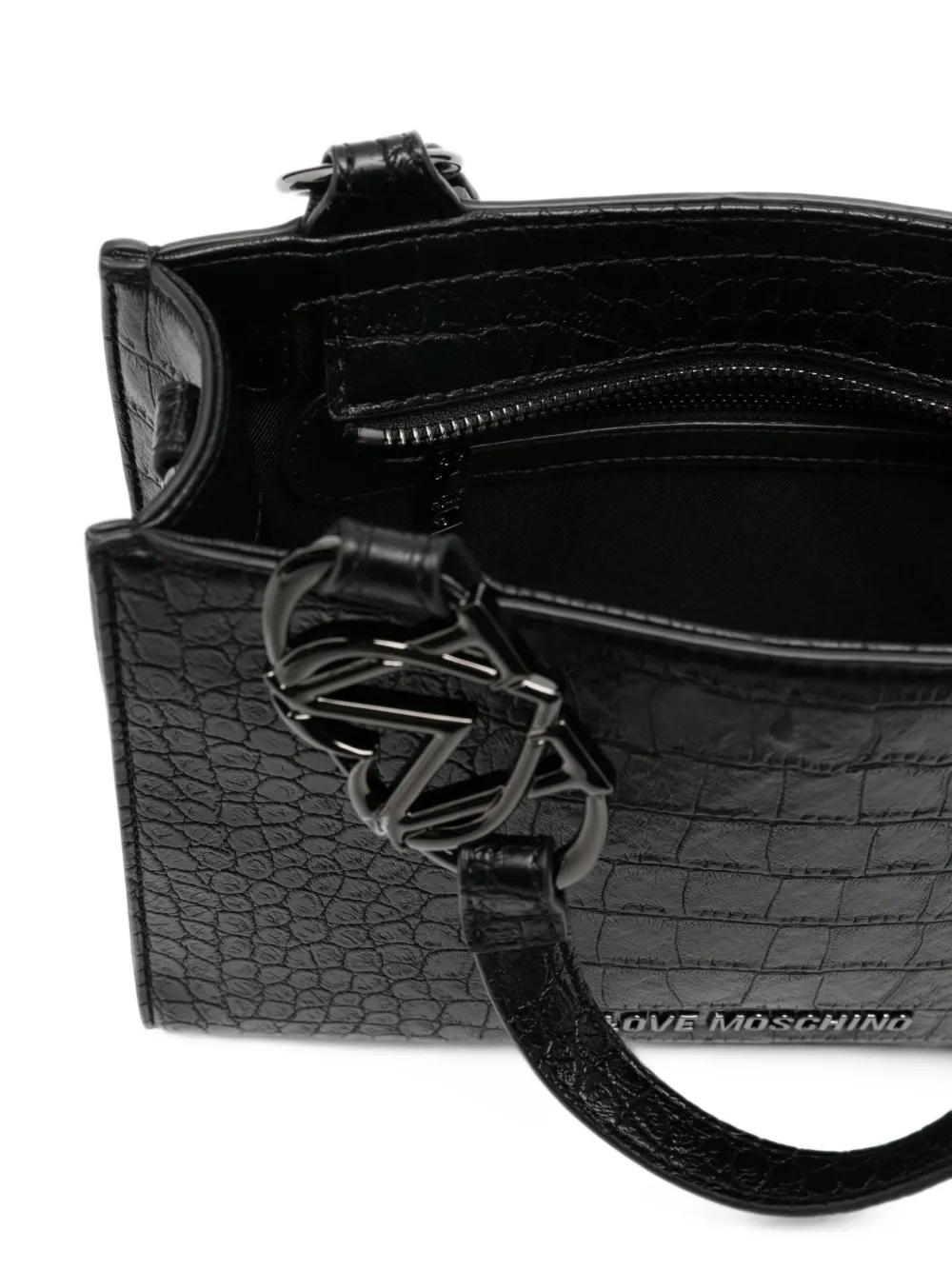 Love Moschino croc-effect logo-plaque tote bag Zwart