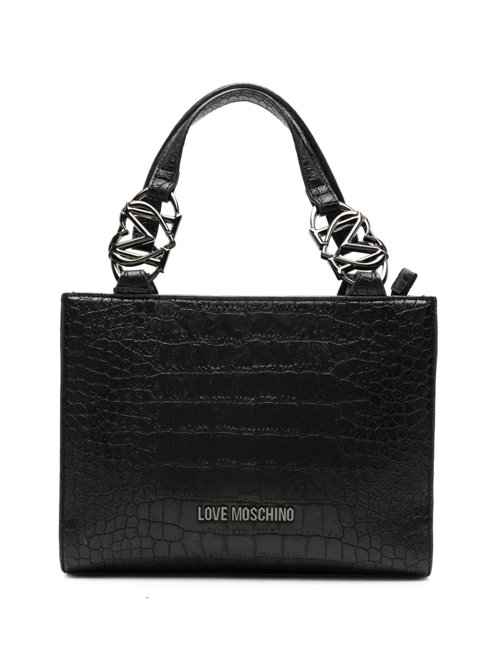 Love Moschino croc-effect logo-plaque tote bag Zwart