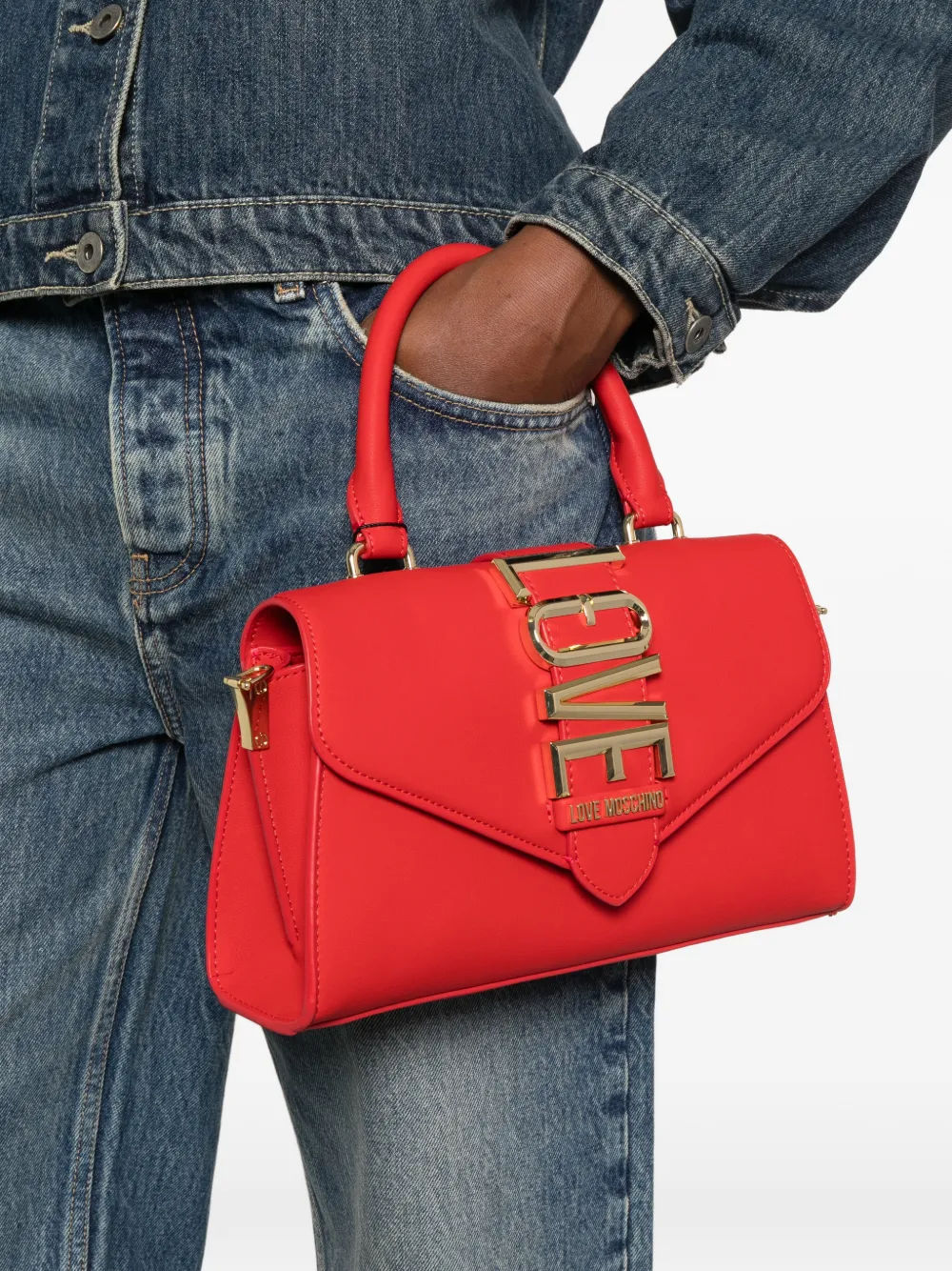 Love Moschino logo-plaque tote bag Rood