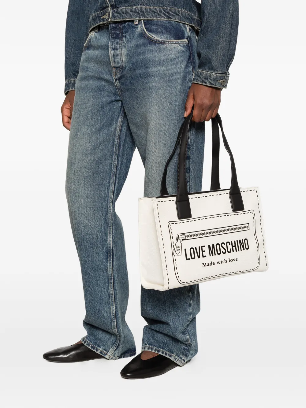Love Moschino logo-print tote bag Wit