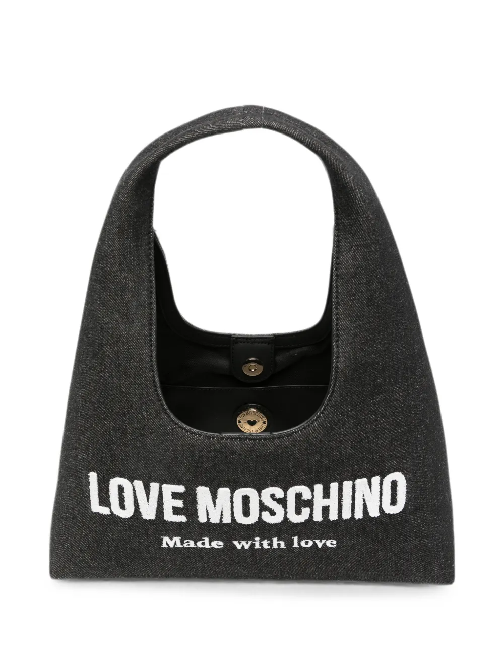 Love Moschino Schoudertas met bloemenpatch Zwart