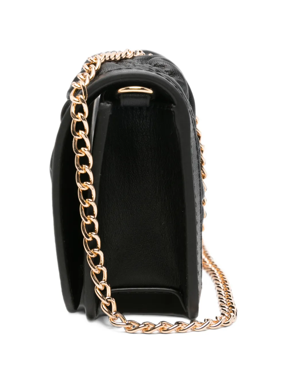 Love Moschino logo-plaque quilted clutch bag Zwart