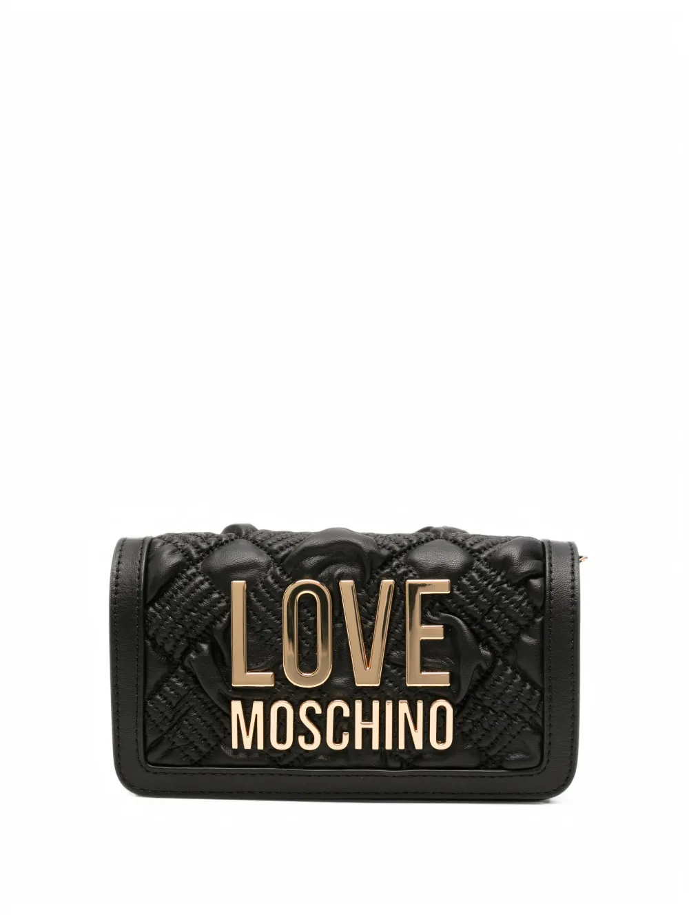 Love Moschino logo-plaque quilted clutch bag Zwart