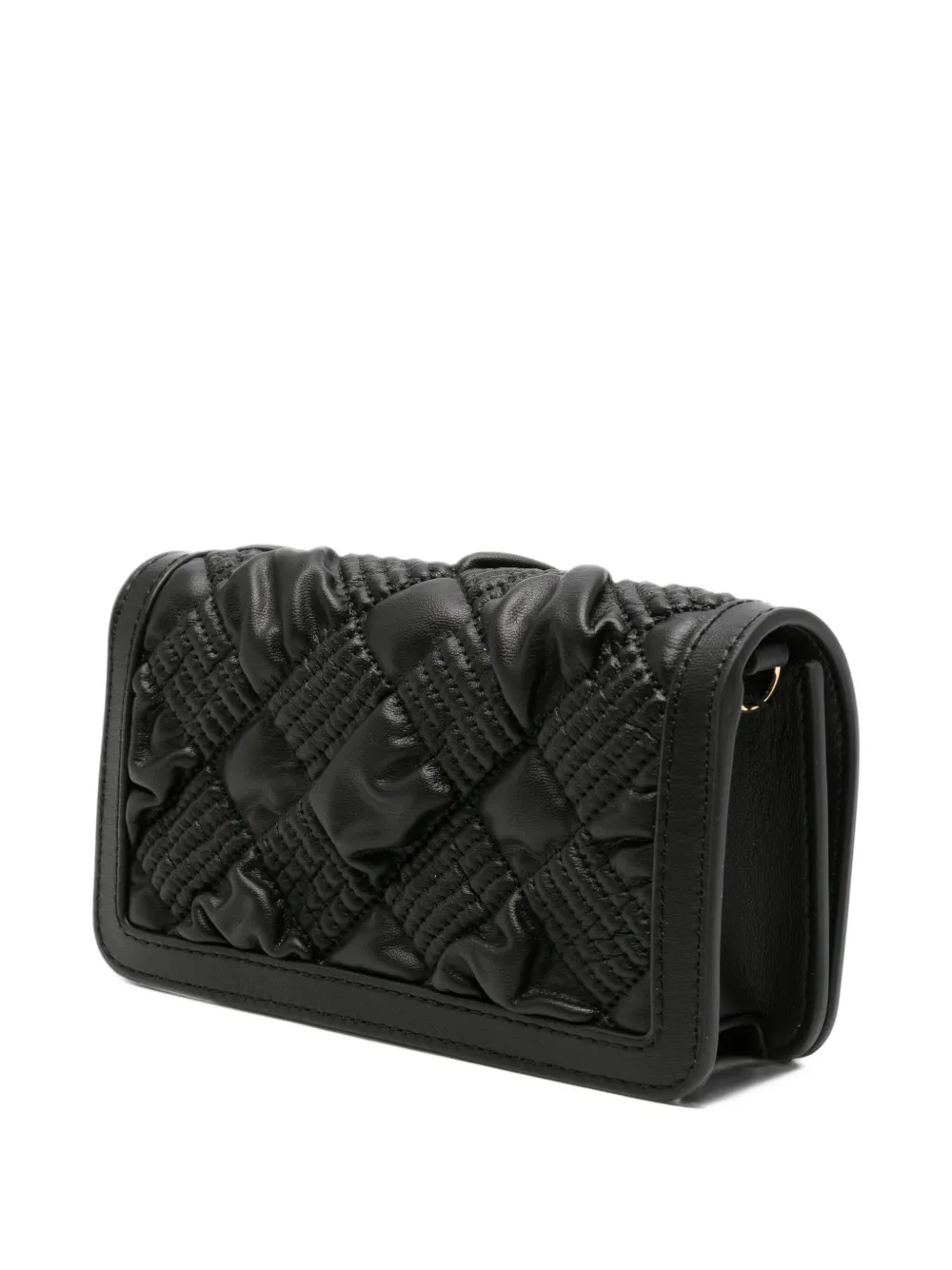 Love Moschino logo-plaque quilted clutch bag Zwart