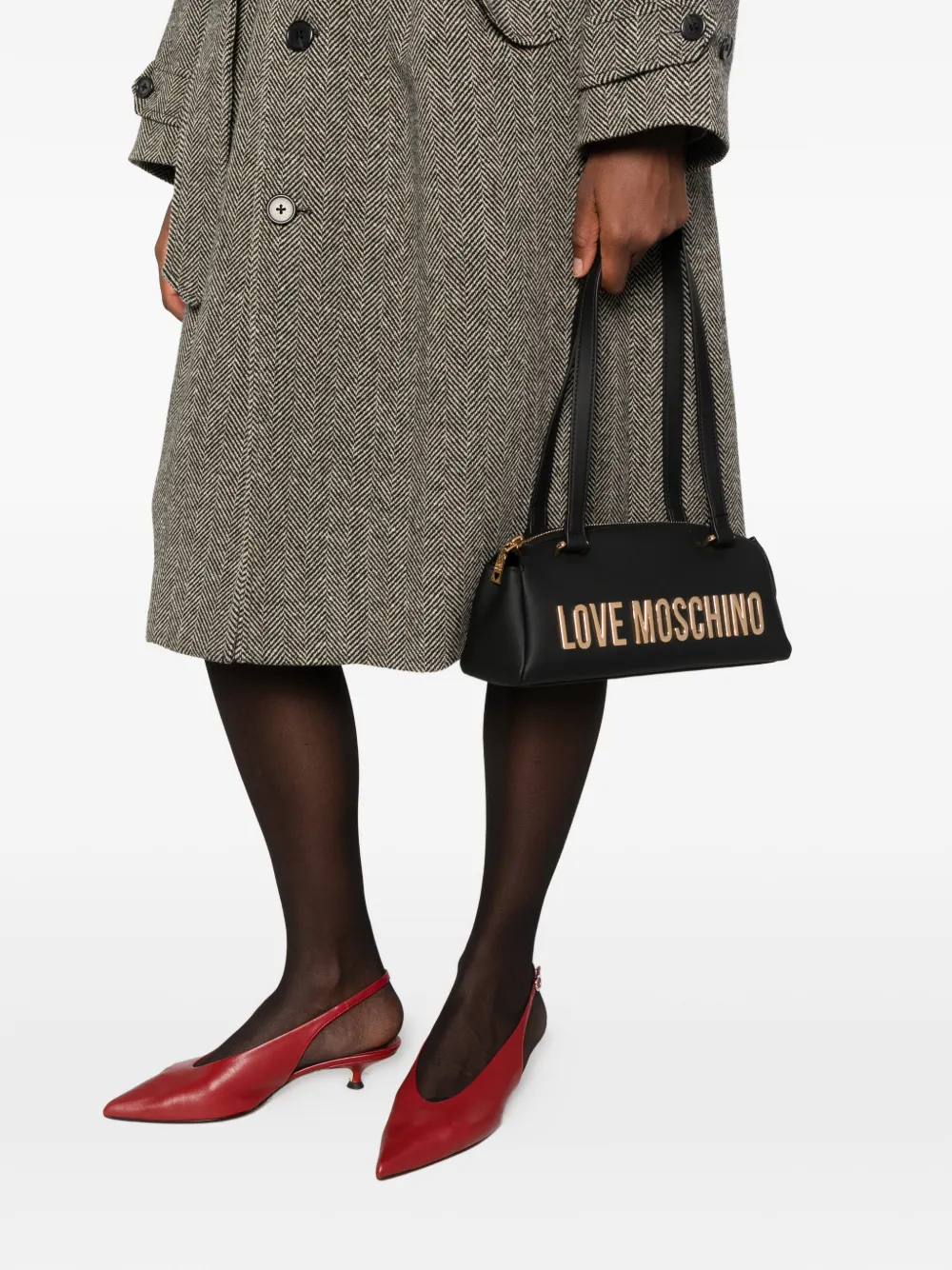 Love Moschino logo-lettering shoulder bag Zwart