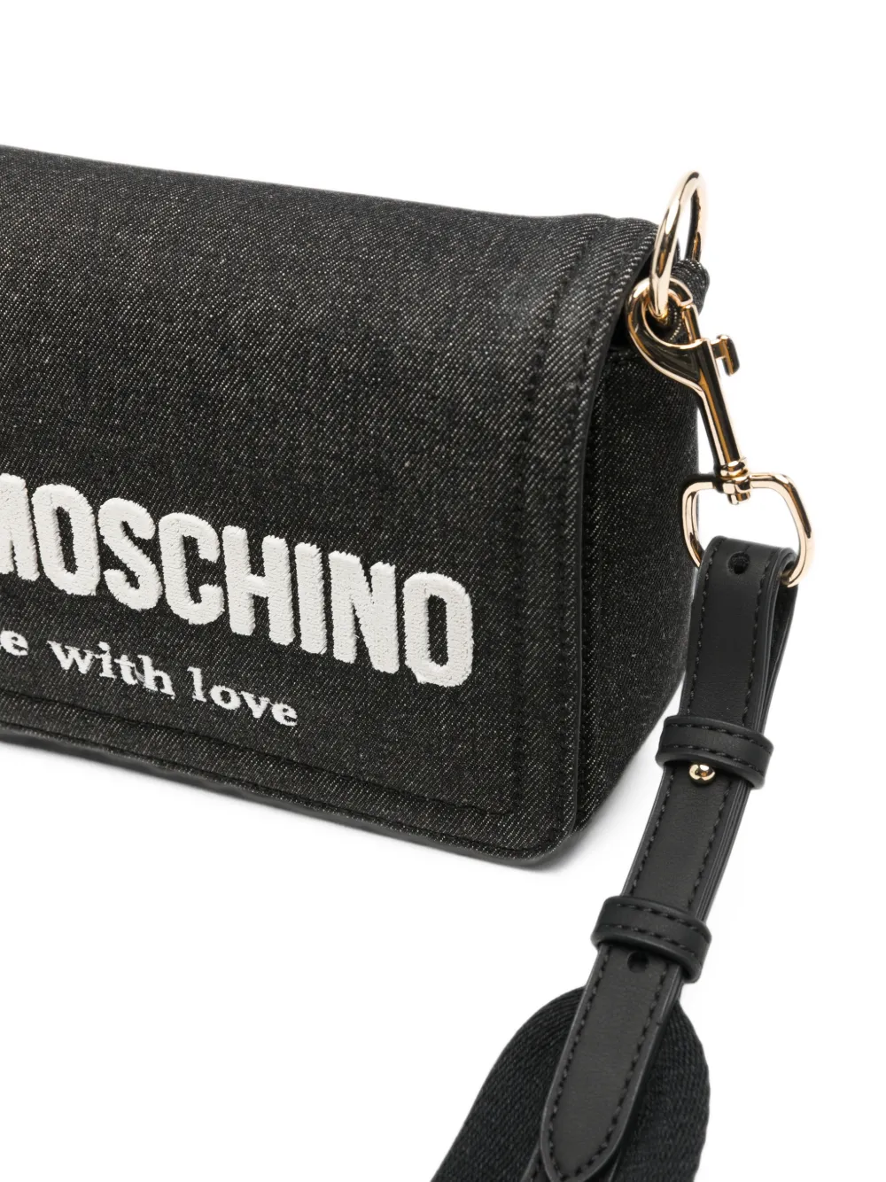Love Moschino logo-print shoulder bag Zwart