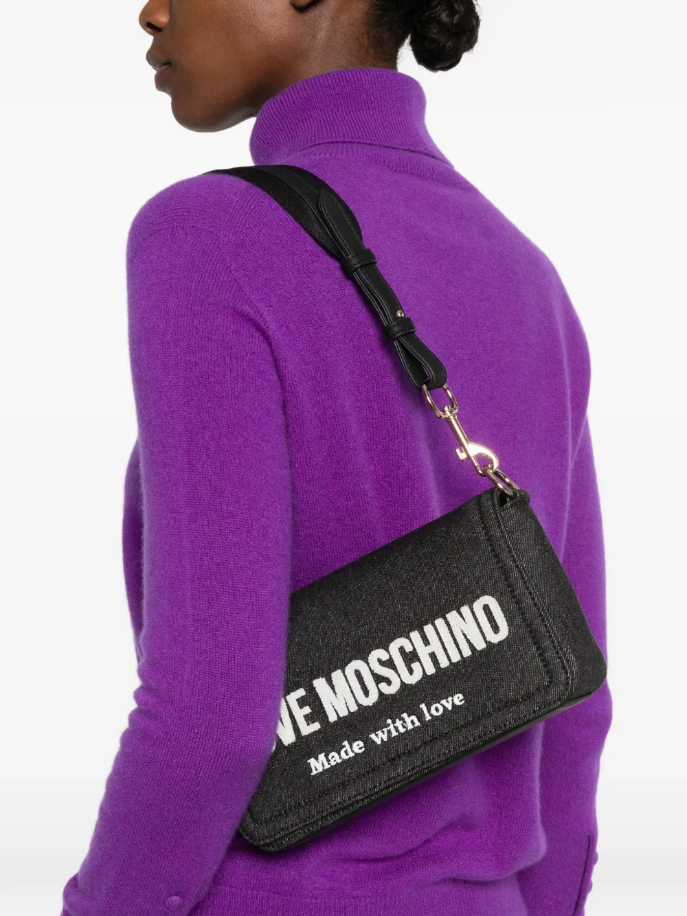 Love Moschino logo-print shoulder bag Zwart