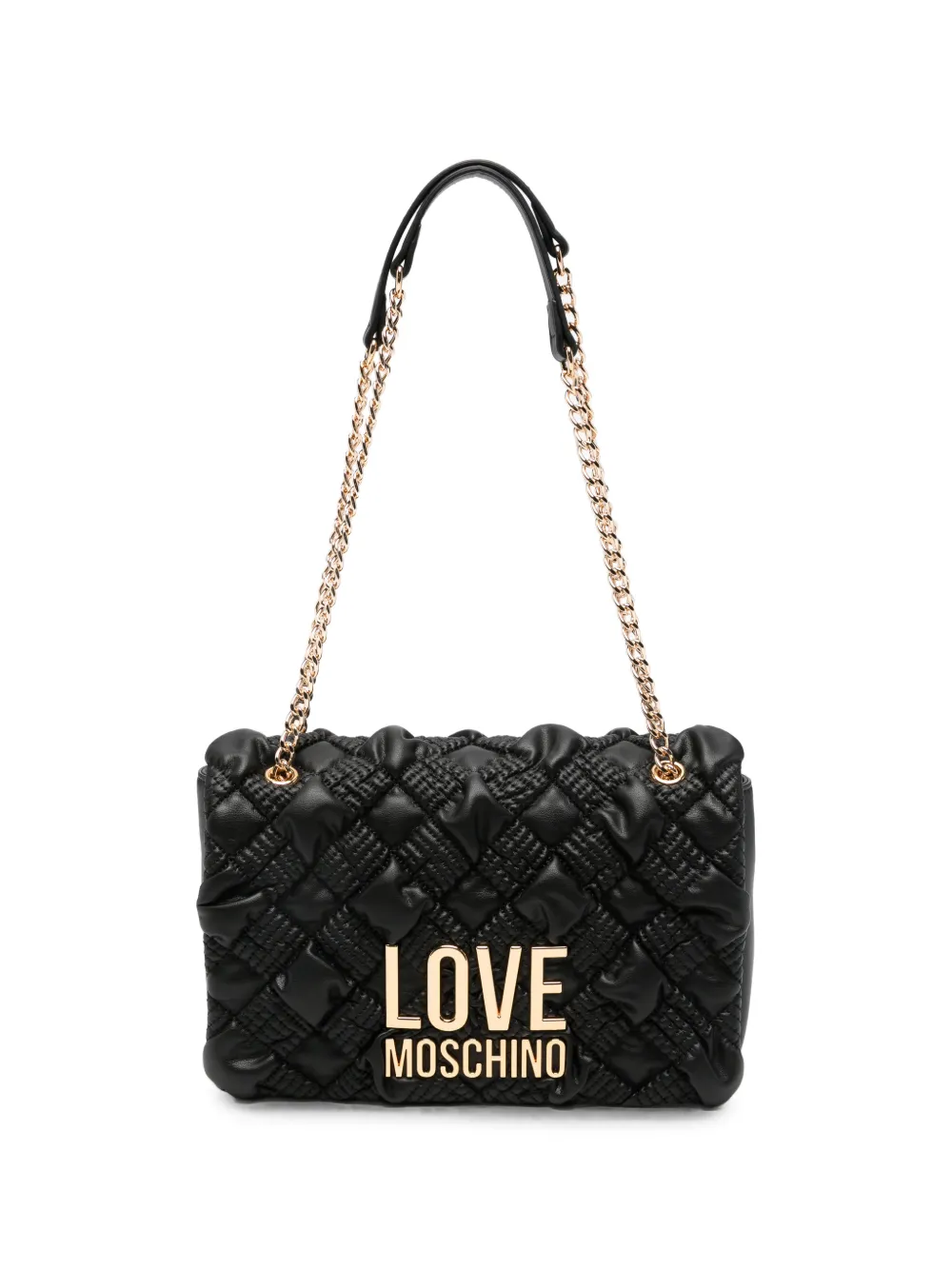 Love Moschino quilted logo-plaque shoulder bag - Nero