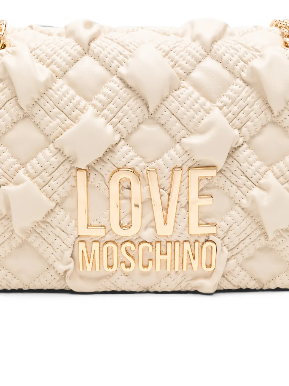 Love Moschino quilted logo-plaque shoulder bag Beige