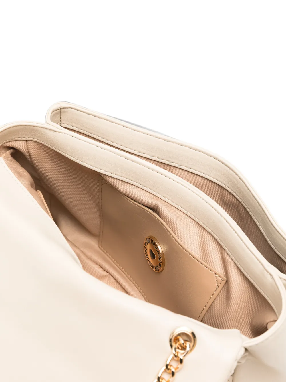 Love Moschino quilted logo-plaque shoulder bag Beige