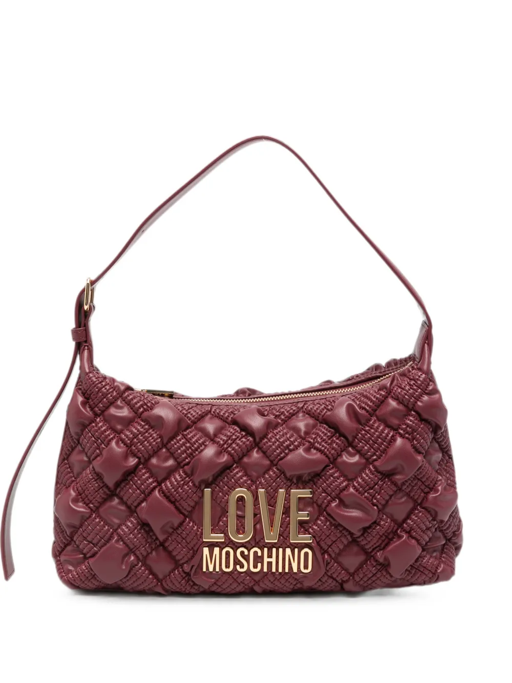 Love Moschino quilted logo-plaque shoulder bag - Rosso