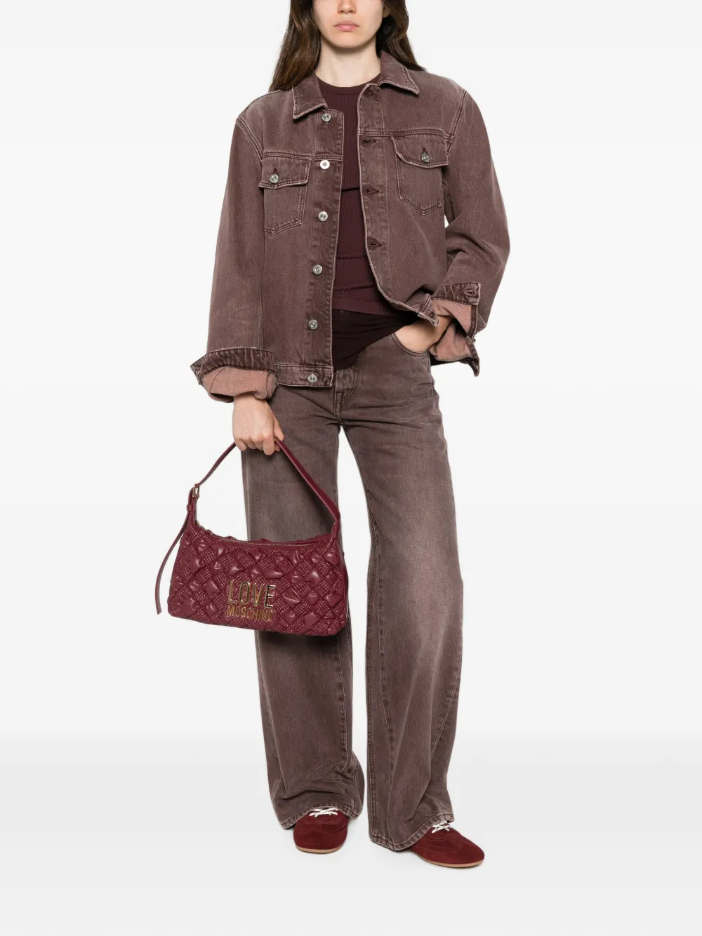 Love Moschino Schoudertas met logoplakkaat Rood