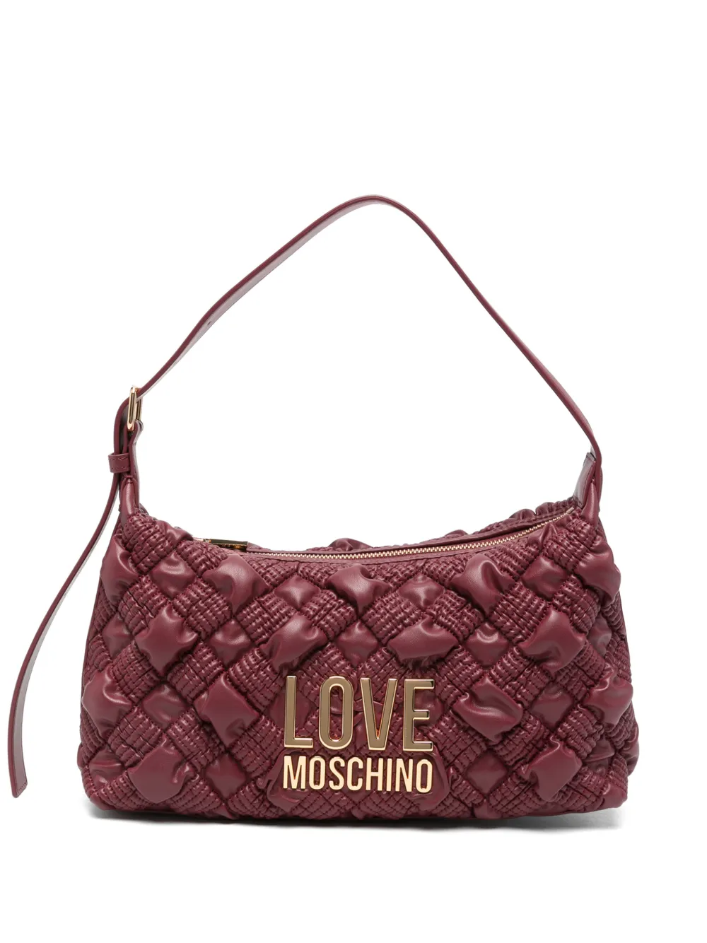 Love Moschino quilted logo-plaque shoulder bag - Rosso