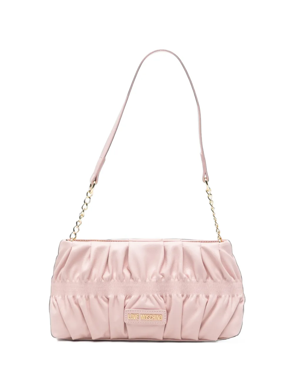 Love Moschino ruched logo-plaque shoulder bag - Rosa
