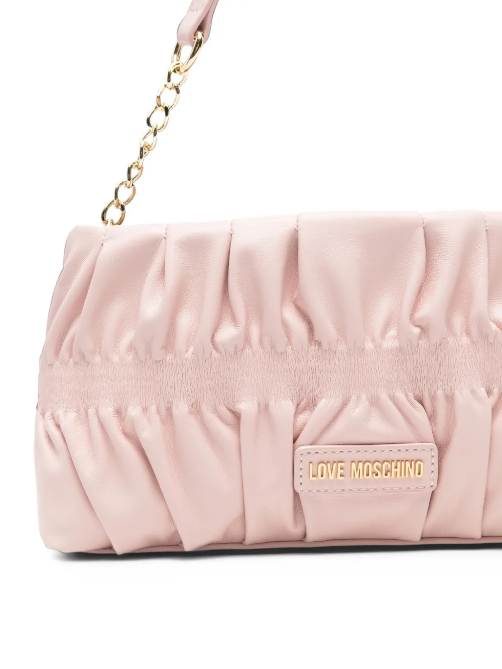 Love Moschino ruched logo-plaque shoulder bag Roze