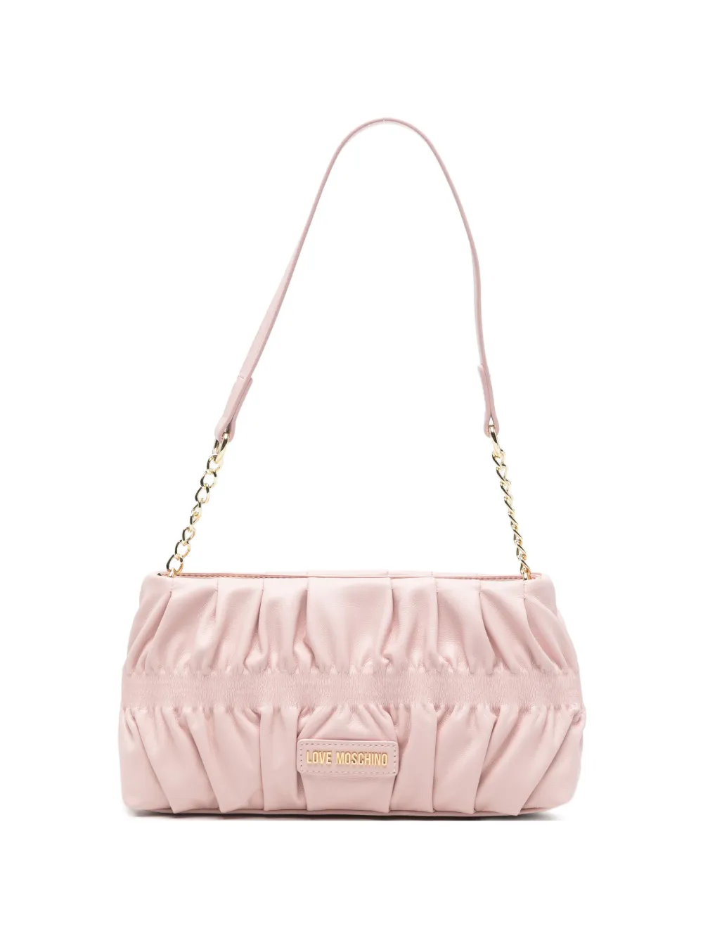 Love Moschino ruched logo-plaque shoulder bag - Rosa