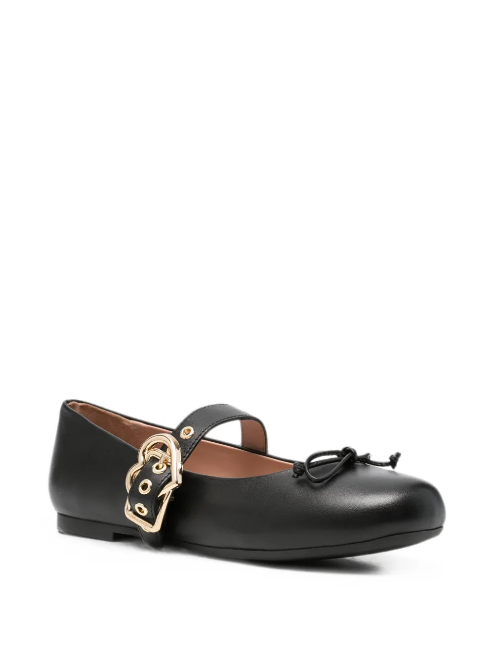 Love Moschino Ballerina's met gespbandje en strikdetail Zwart