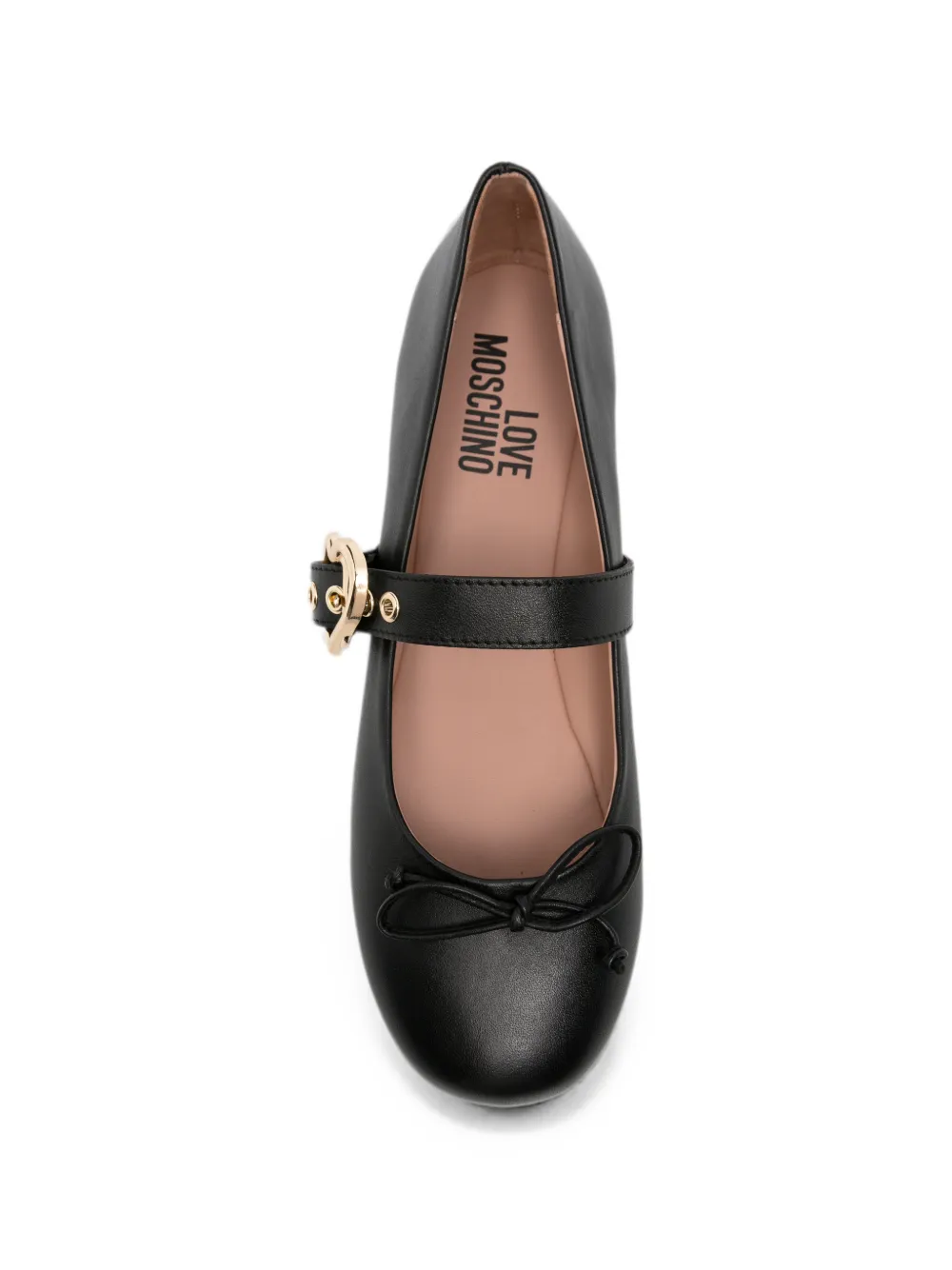Love Moschino Ballerina's met gespbandje en strikdetail Zwart