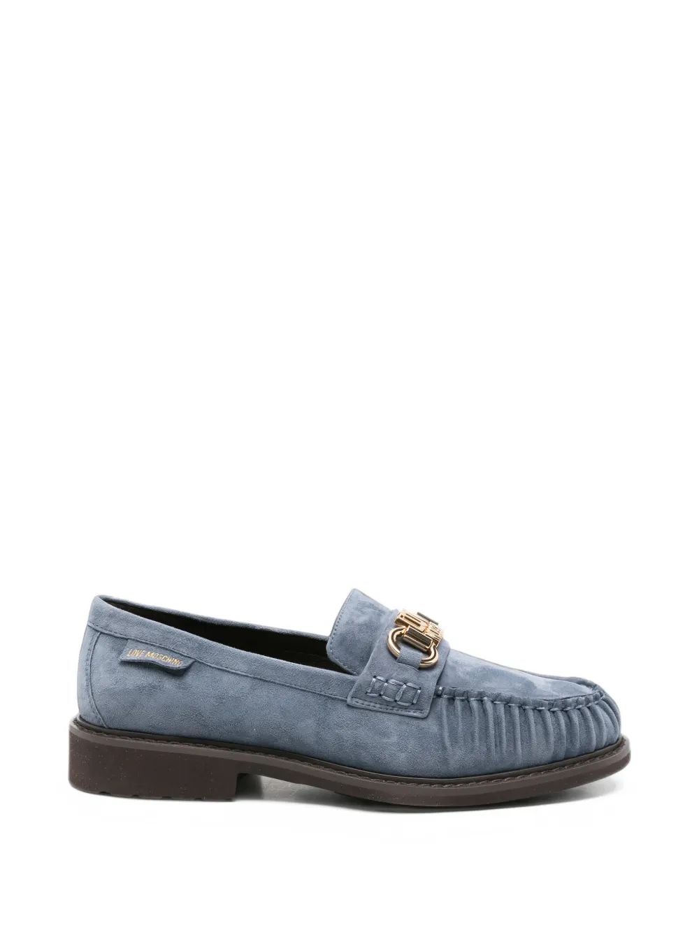 Love Moschino logo-plaque pleated loafers - Blu