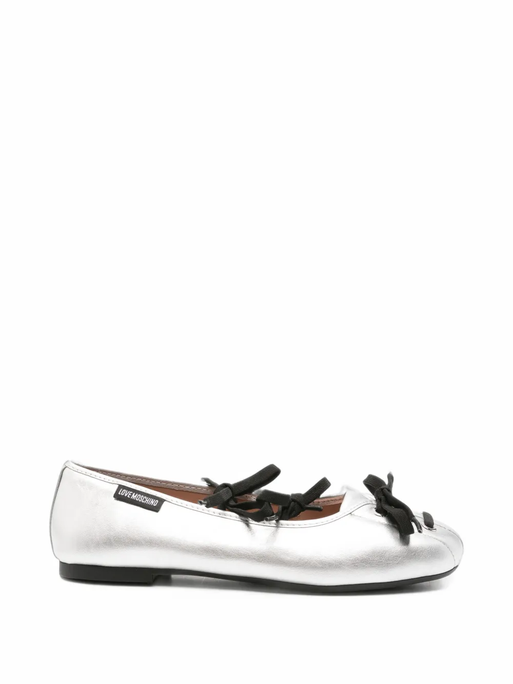 Love Moschino lace-up metallic ballet flats - Nero