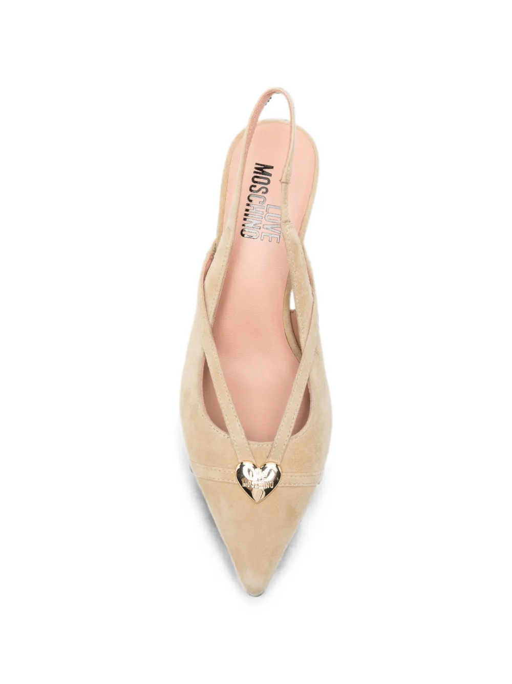 Love Moschino heart-plaque slingback pumps Beige