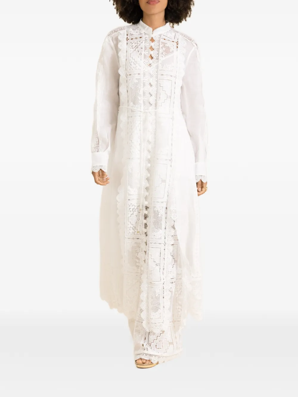 ZIMMERMANN Aster embroidered palazzo pants Beige