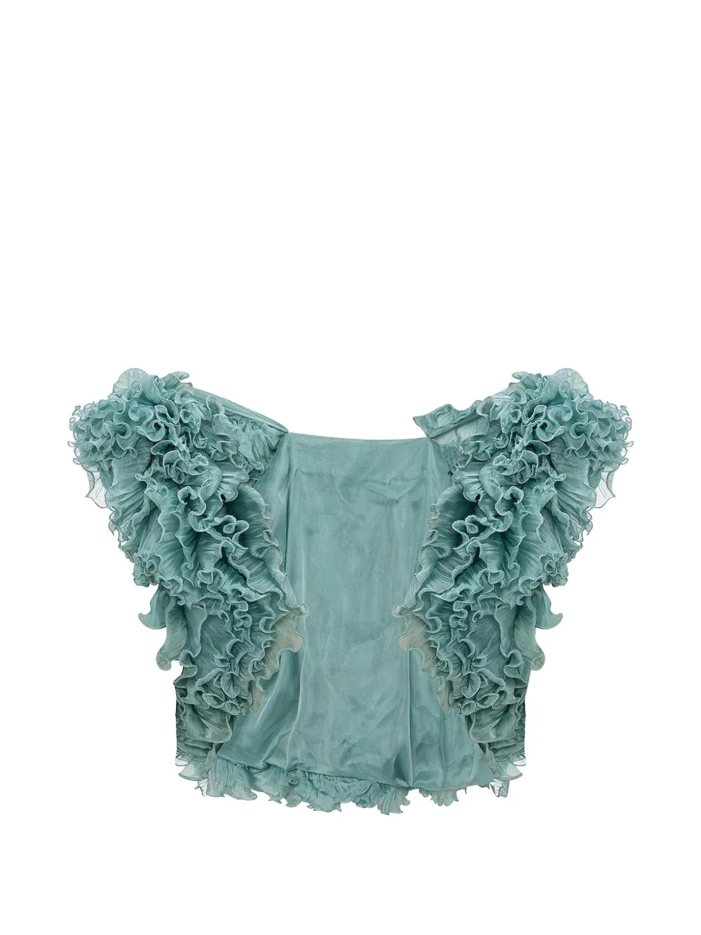 MARMAR HALIM ruffled sleeveless cape - Verde