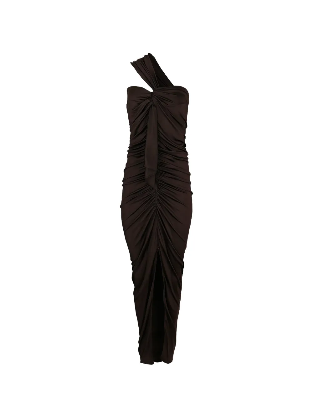 Balmain one-shoulder ruched maxi dress - Brown