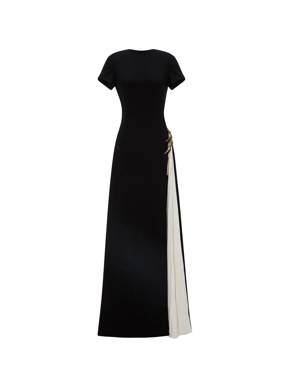 MARMAR HALIM embellished pleated-panel maxi dress - Black