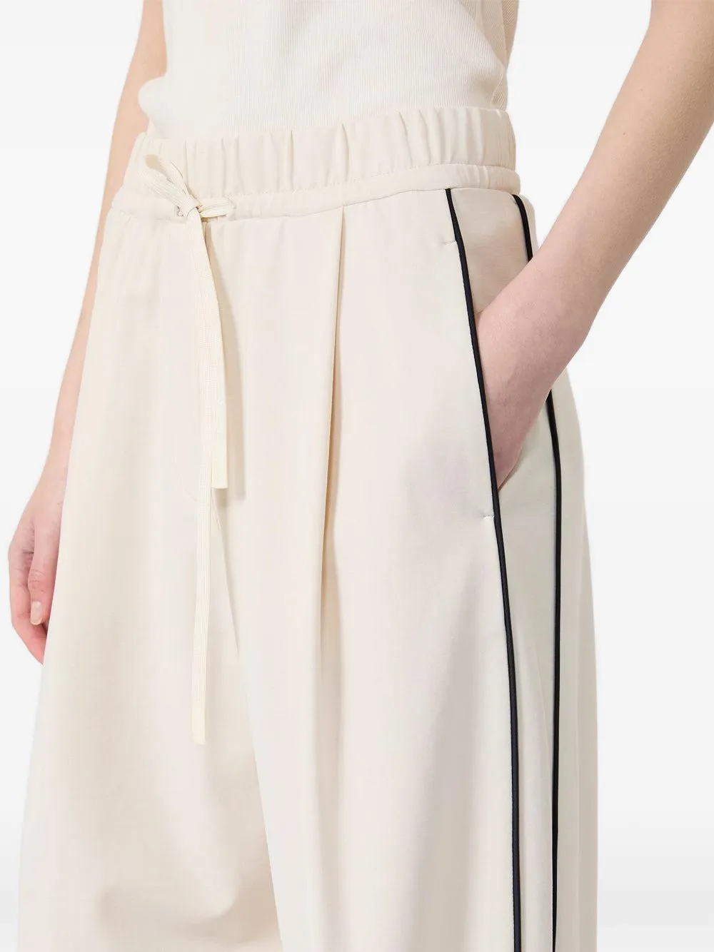 Weekend Max Mara Broek met zijstreep en gestrikte taille Wit