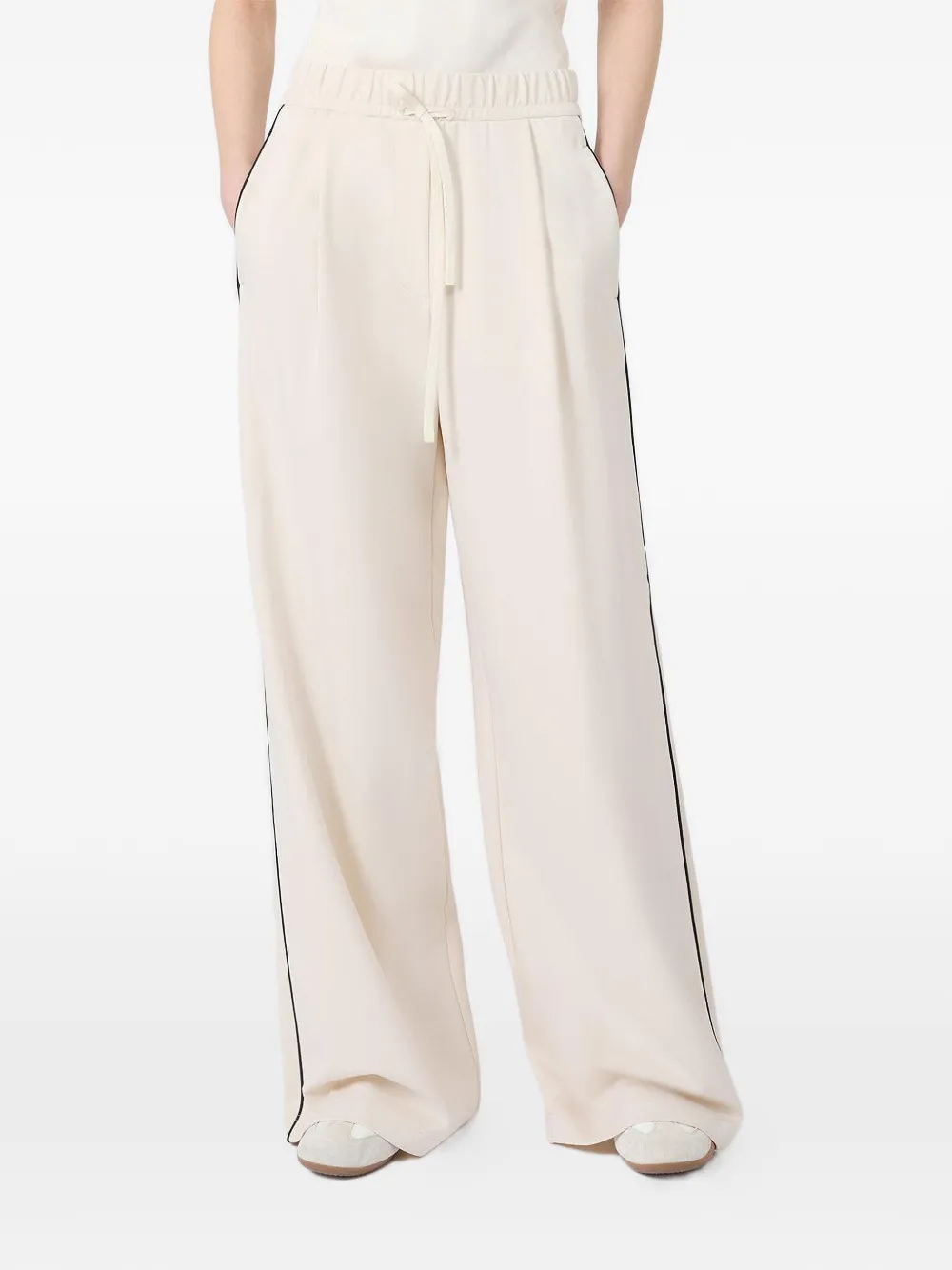 Weekend Max Mara Broek met zijstreep en gestrikte taille Wit