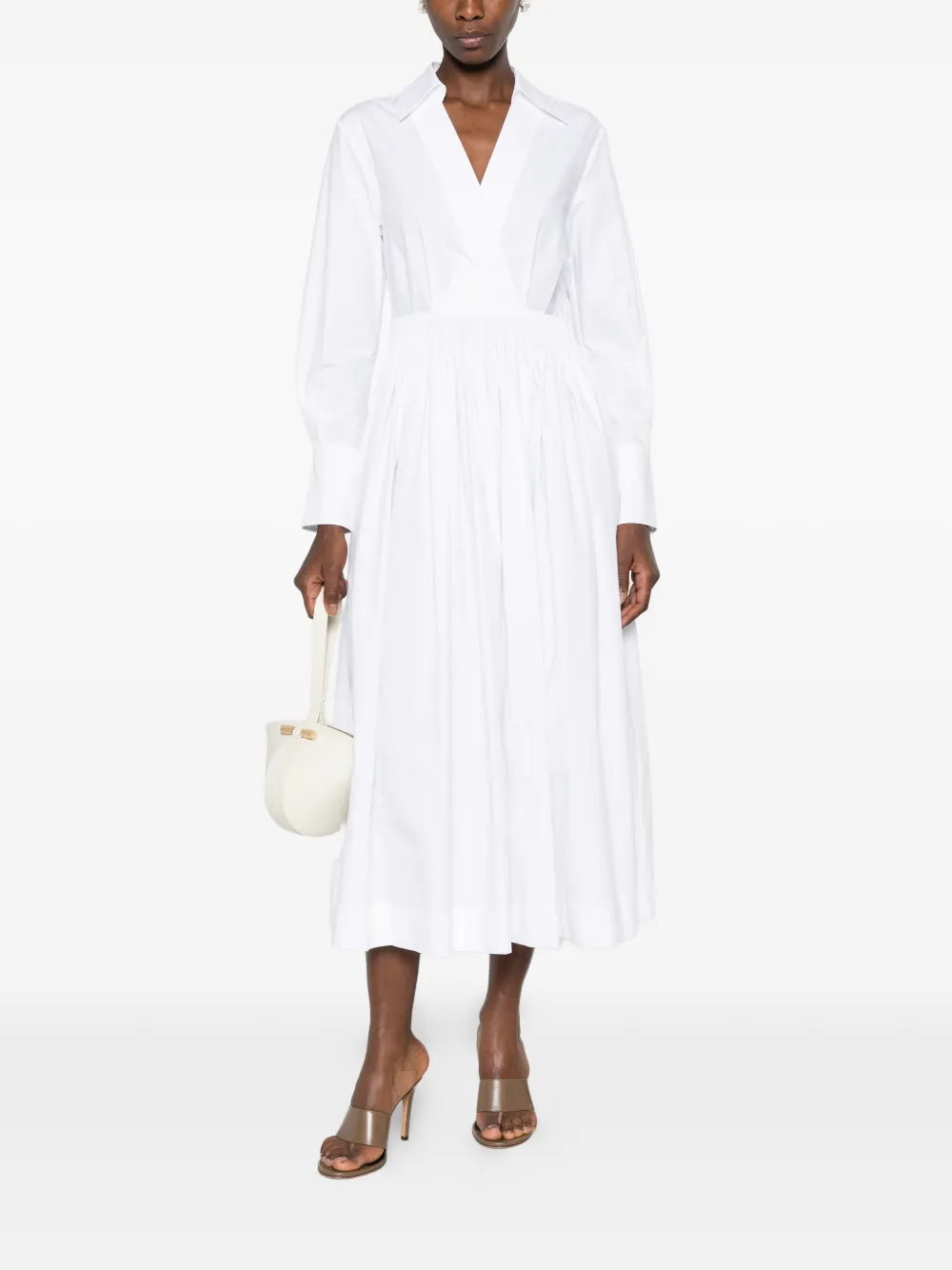 JOSEPH Kathe gesmockte midi-jurk Wit