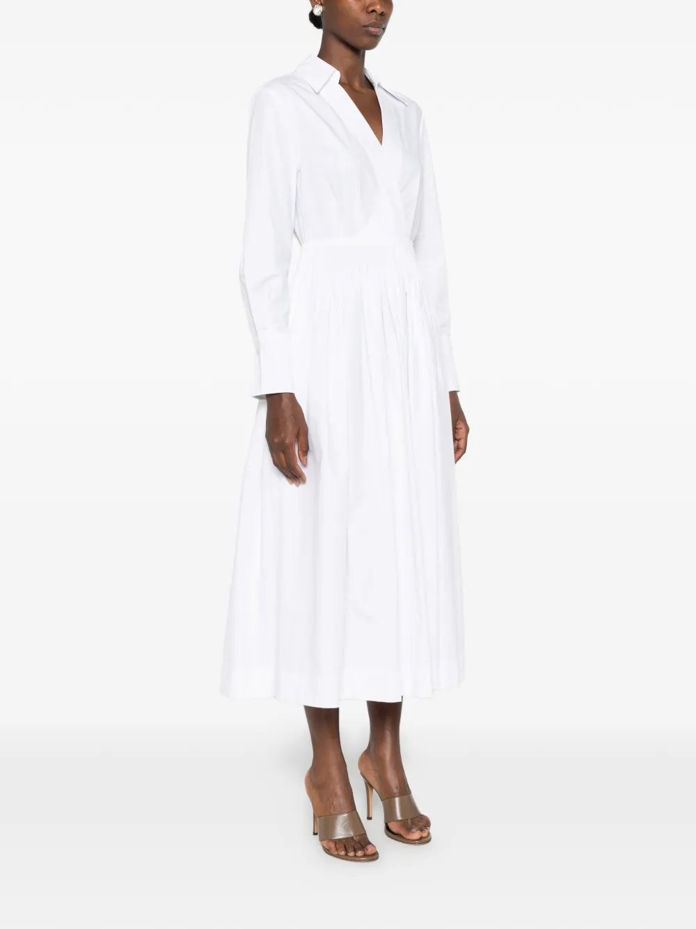 JOSEPH Kathe gesmockte midi-jurk Wit