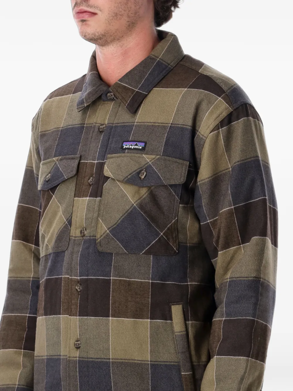 Patagonia Fjord flannel check-pattern button-up shirt Groen