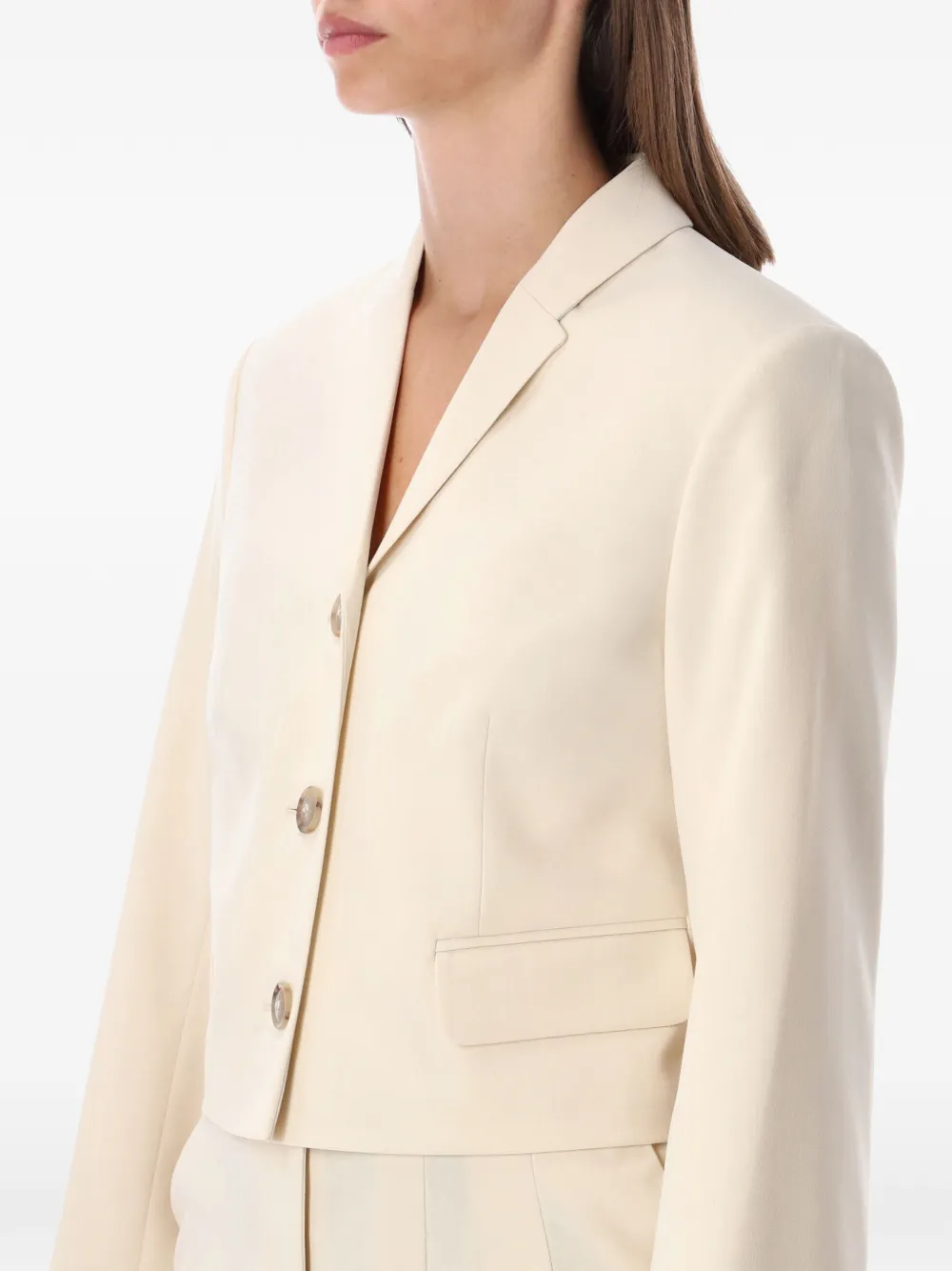By Malene Birger Harriet cropped blazer met enkele rij knopen Beige