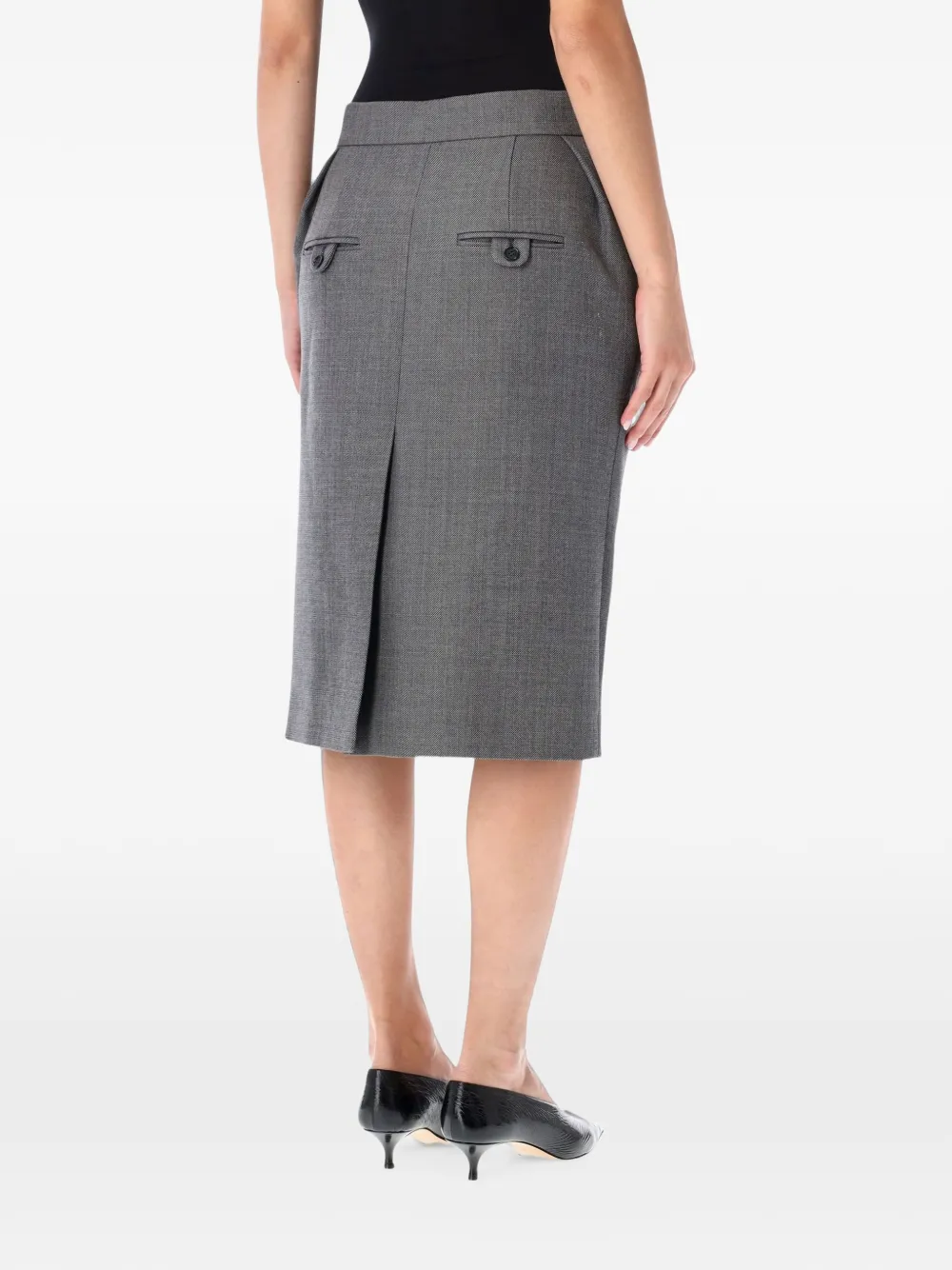 Magda Butrym pleated rear-slit midi skirt Grijs