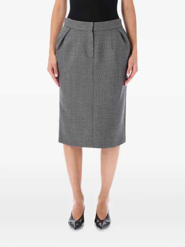 Magda Butrym Pleated Rear-slit Midi Skirt in Grey